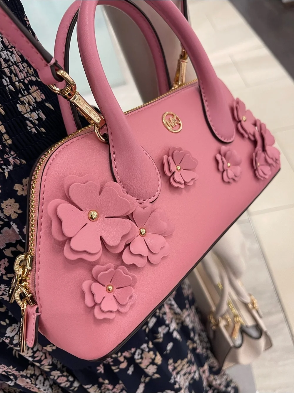 MICHAEL KORS Petra Small Floral Embellished Crossbody Bag Carnation  NWT